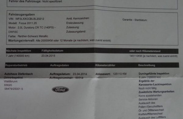 Ford Focus III 2.0 TDCi COMBI, TEMPOMAT, nabídka A100/14