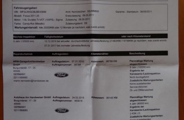 Ford Focus 1.6 Ti-VCT Titanium ZIMNÍ PAKET, nabídka A110/16