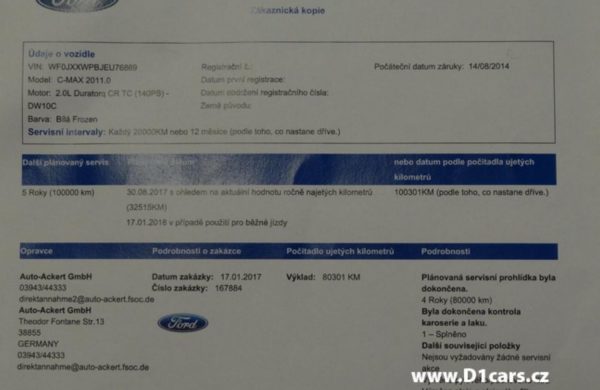 Ford C-MAX 2.0 TDCi Titanium PARK. ASISTENT, nabídka A171/17