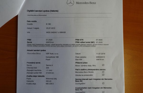 Mercedes-Benz Třídy B B 180 BlueEFFICIENCY AUTOMAT CZ NAVI, nabídka A176/20