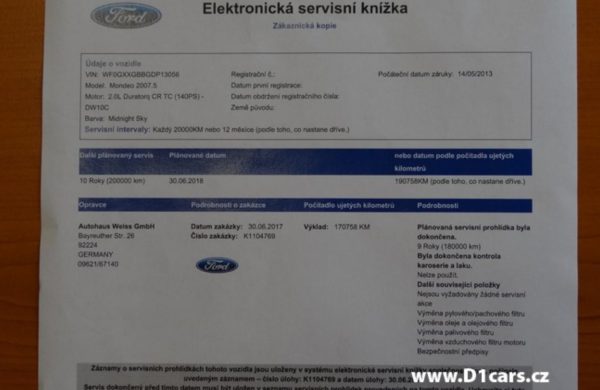 Ford Mondeo 2.0 TDCi CZ NAVIGACE, ZIMNÍ PAKET, nabídka A199/17