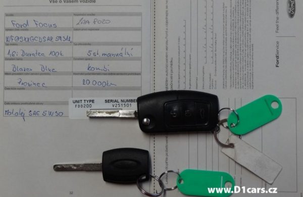 Ford Focus 1.6 16V 1.MAJITEL, SERVISNÍ KNÍŽKA, nabídka A24/16